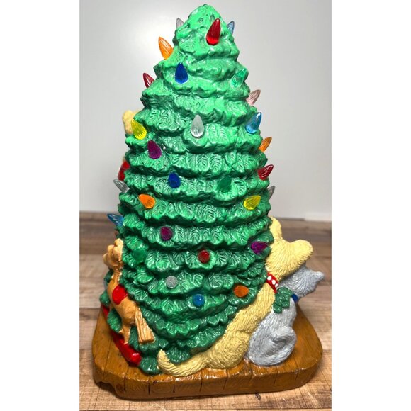 Vintage Light-Up Santa & Christmas Tree Figurine - Picture 4 of 9